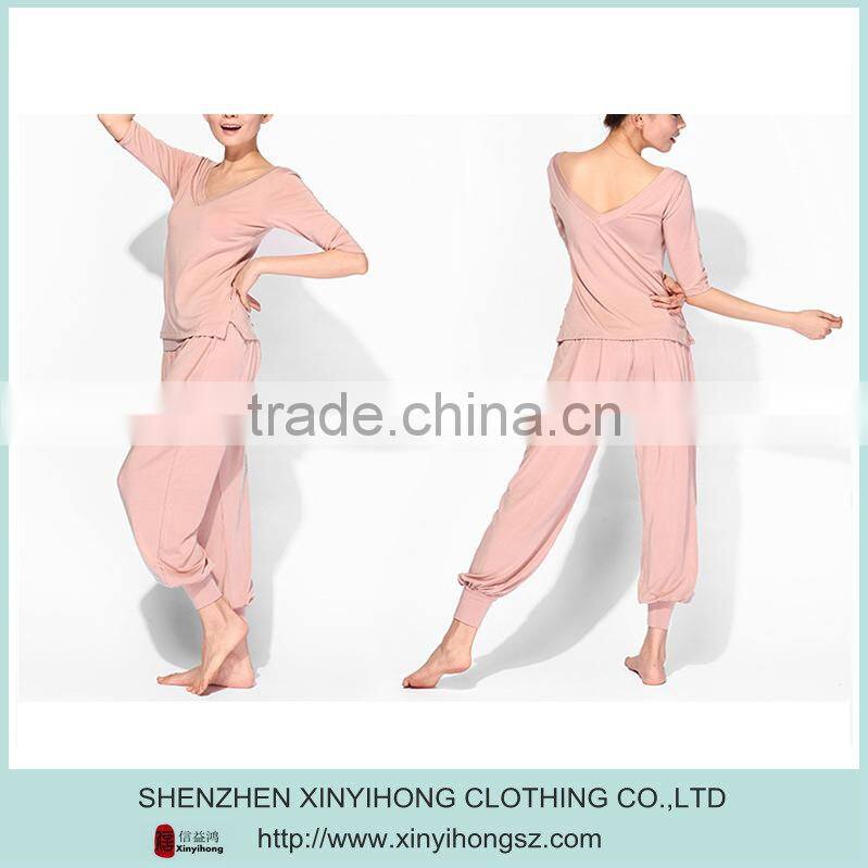 ladies comfortable yoga shirt, backless yoga sets,modal with spandex yoga wear