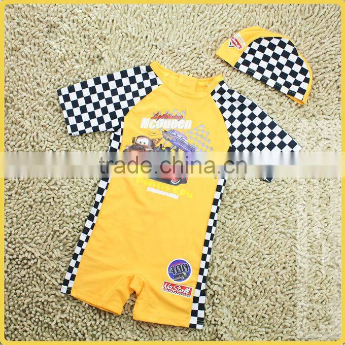 2016 Cute Boys Fashion Swimming Suits Kids Cartoon Lovely Hot Spring One Piece Swimwear Summer Children Wear SR40416-6B