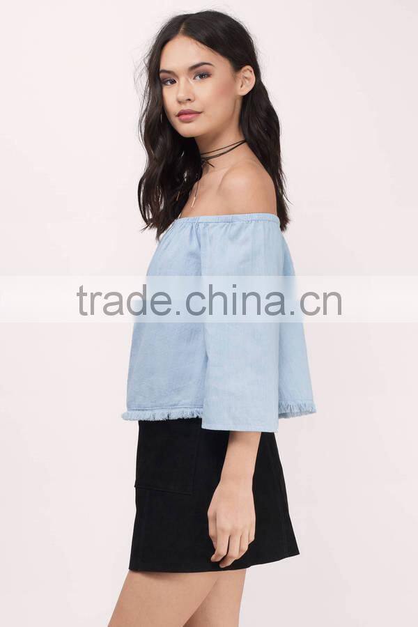 2017 latest fashion design lady clothing summer off shoulder women top