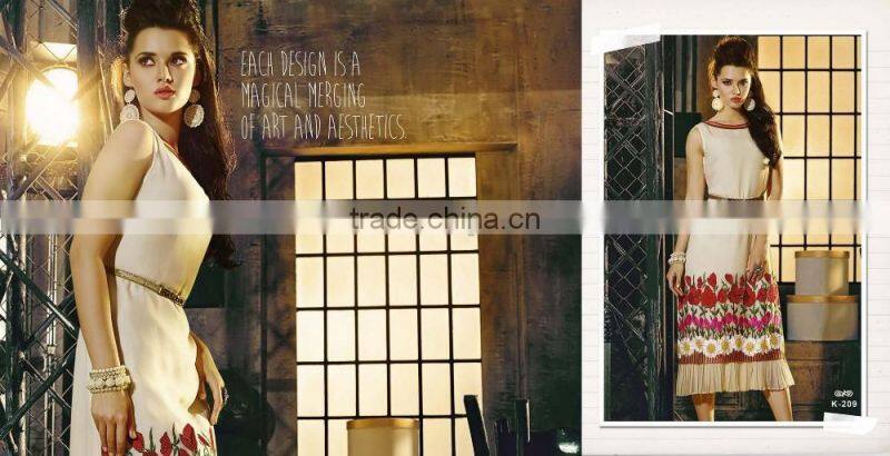 Grey color on embroidery design Bliss Charm Designer Kurtis