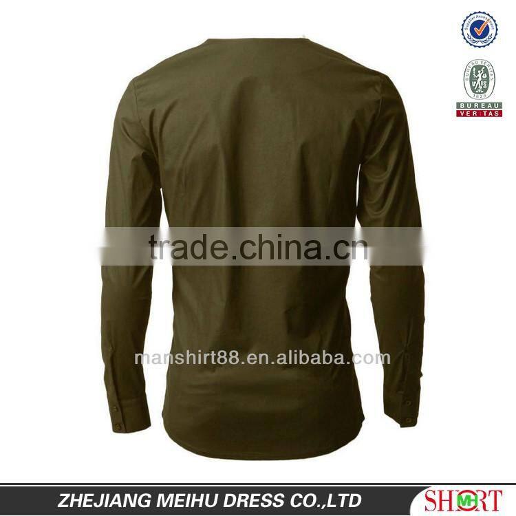 New style shirt design for men fashion clothing popular shirt no collar for men