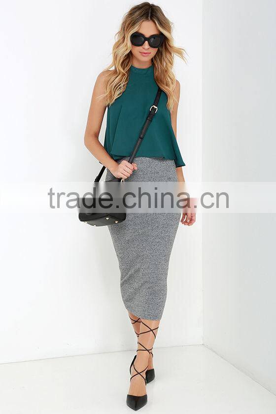 New summer high quality sleeveless plain style fashion blouses from garment factories in china