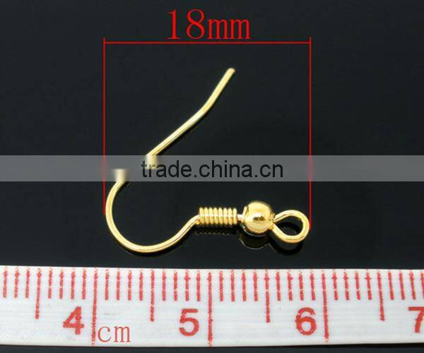 200 Pairs Gold Plated Ear Wire Hooks Earring Findings 18x18mm