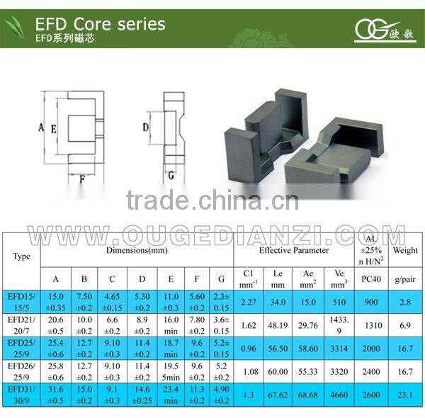 EFD30 pcb transformer core