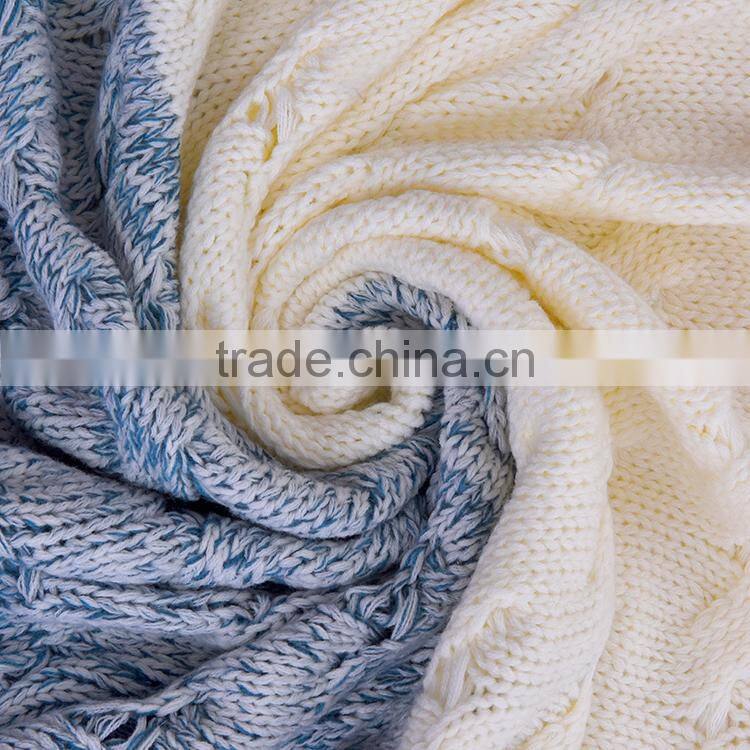 Wholesale 100% acrylic cheap fashion knit plaid travel blanket
