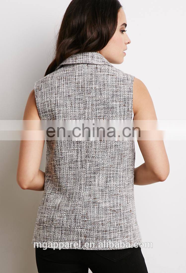 New arrival ladies office wear clothing off-center zippered front women vest