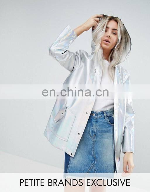 2016 New fashion winter women sliver metallic jacket slim long coat jacket from China