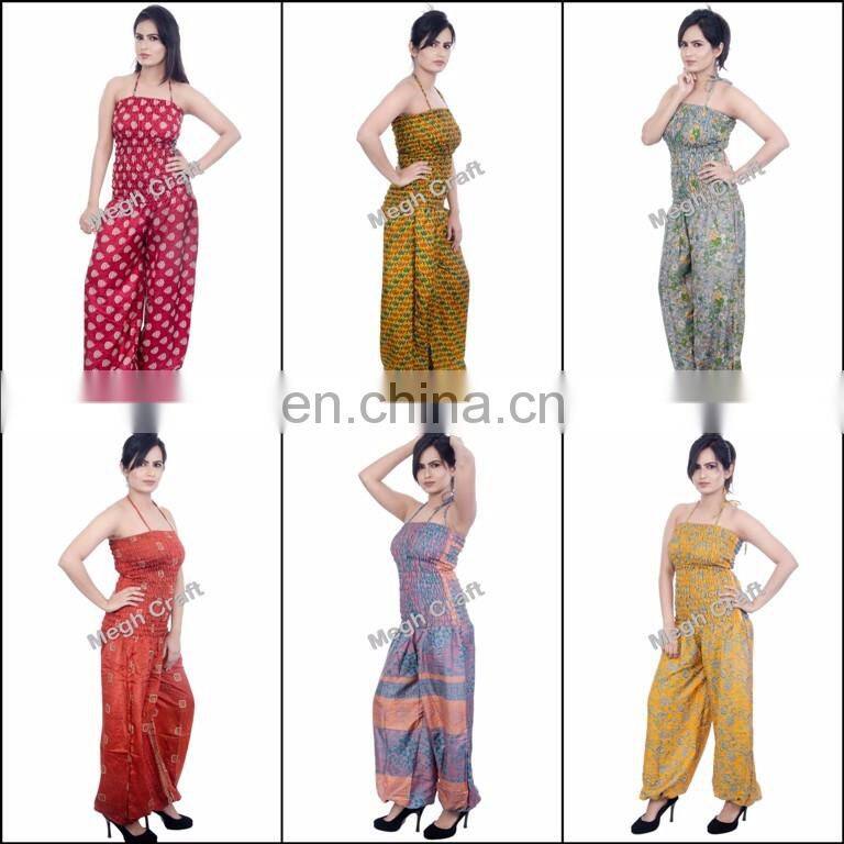 Silk Romper Jumpsuit - Fashion Wear floral jumpsuit - designer jumpsuits for ladies - Indo Western Indian Jumpsuits