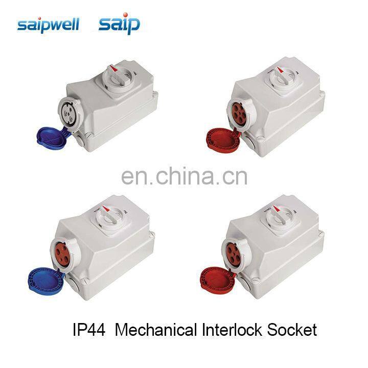 3 pins , 16A , 230VAC , IP44 electrical socket with switches and mechanical interlock