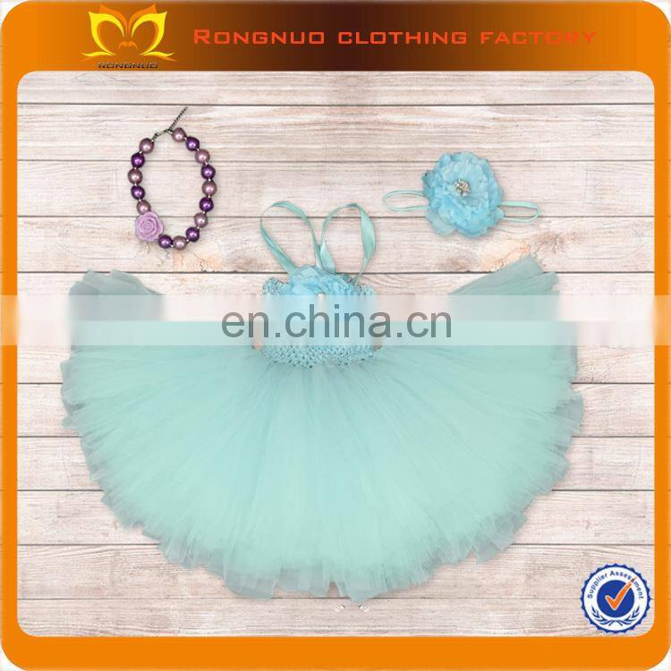 Wholesale Kids light Blue Tutu Dress Flower Girl Tulle Dress