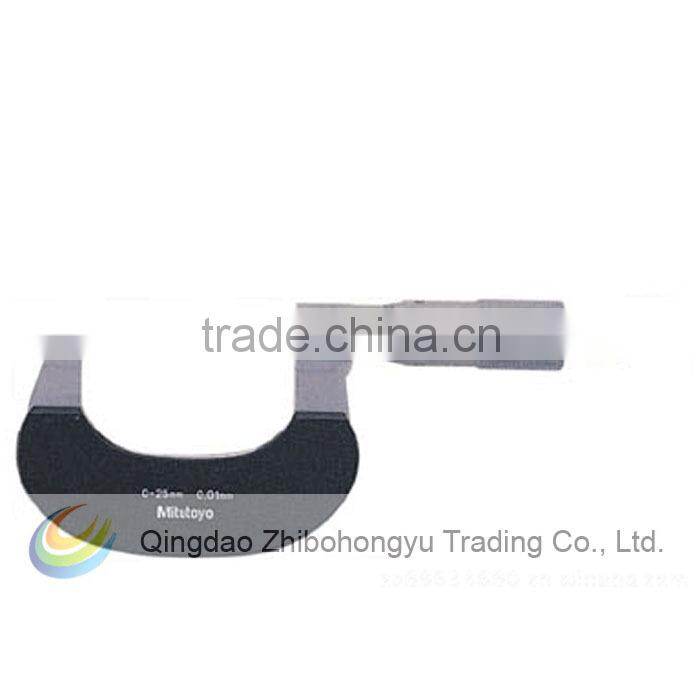 Mitutoyo 122-101 Blade Outside Micrometer, Ratchet Stop, 0-25mm Range, 0.01mm