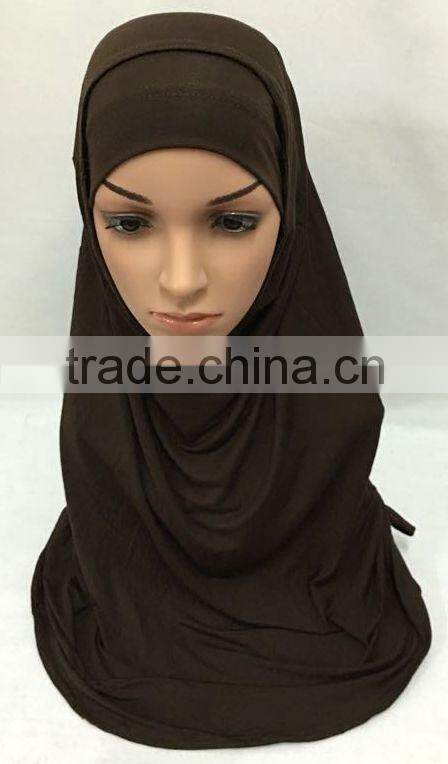 SOLID COLOR TWO PIECES modal COTTON HIJAB elastic long hejab