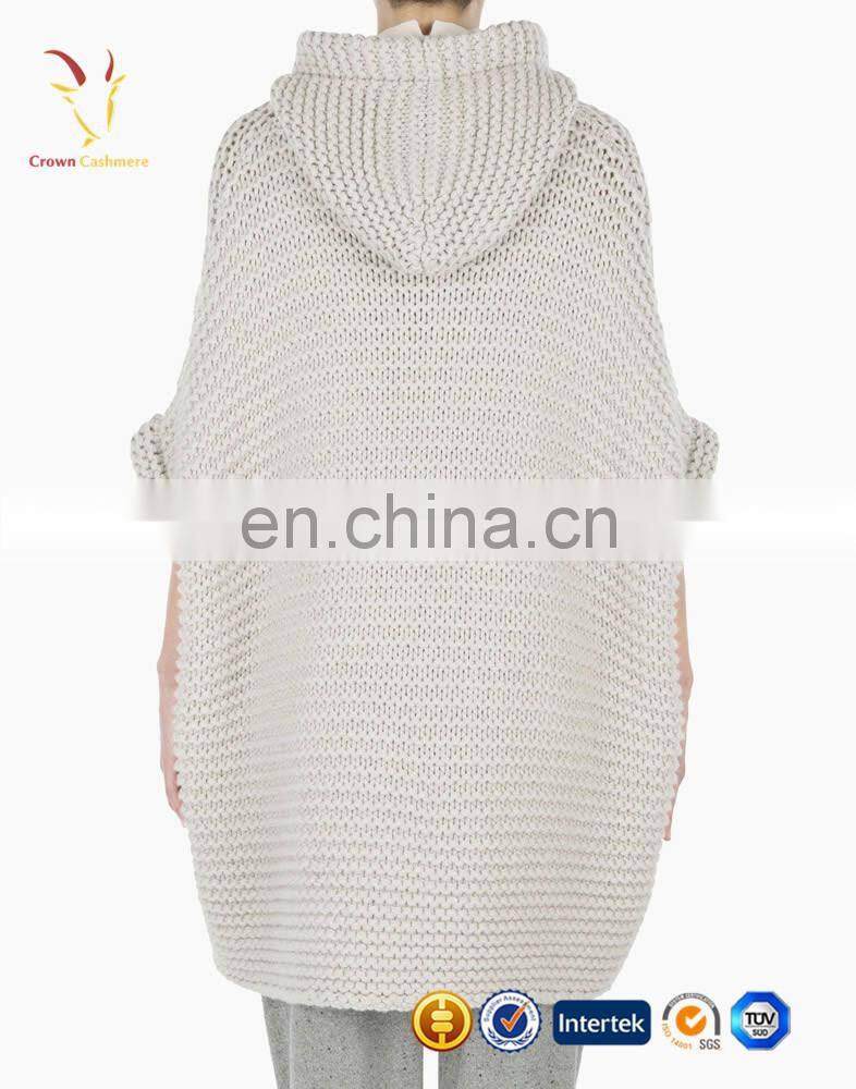 Ladies super chunky half sleeves cardigan with hood