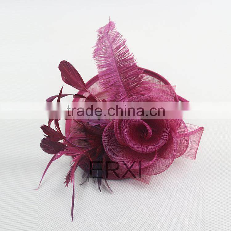 2015 Ladies Design Feather Fascinator Sinamay For Party/Races/Chuch