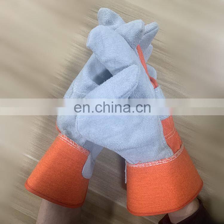 HY Superior Synthetic Safety Leather Gloves Leather Fitters Anti Shock Welding Gloves Orange