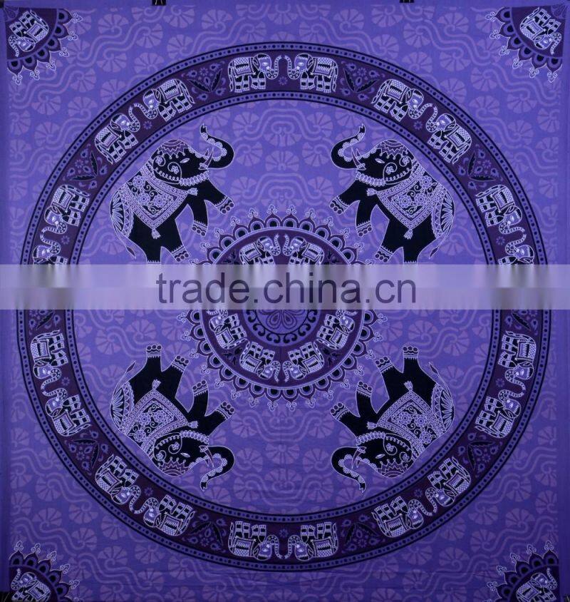 Indian Tapestry Cotton Black Mandala Print Vintage Wall Hanging Tapestries Throw Bedsheet