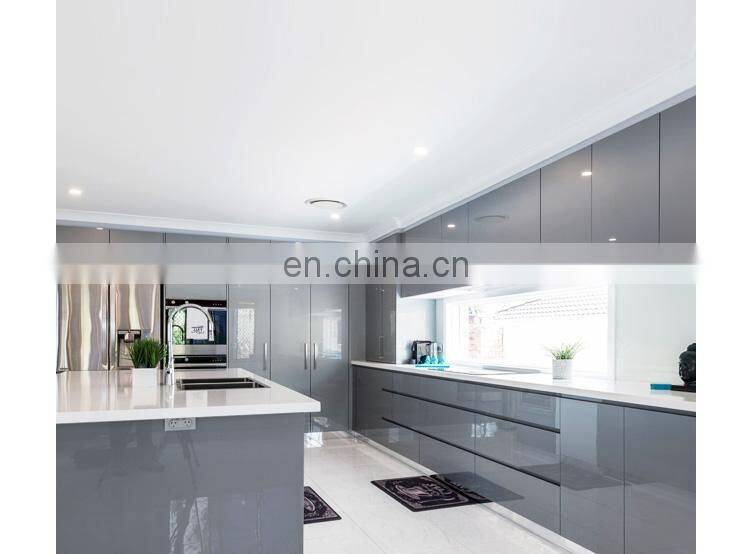 Modern Grey High Gloss Acrylic Kitchen Furniture Set Black Kitchen Designs Modular Kitchen Cabinet