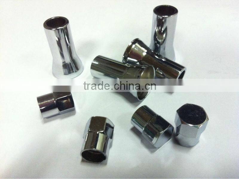 4 x Chrome Valve Stem sleeve Covers and Valve Caps for Standard 414 Car Valves