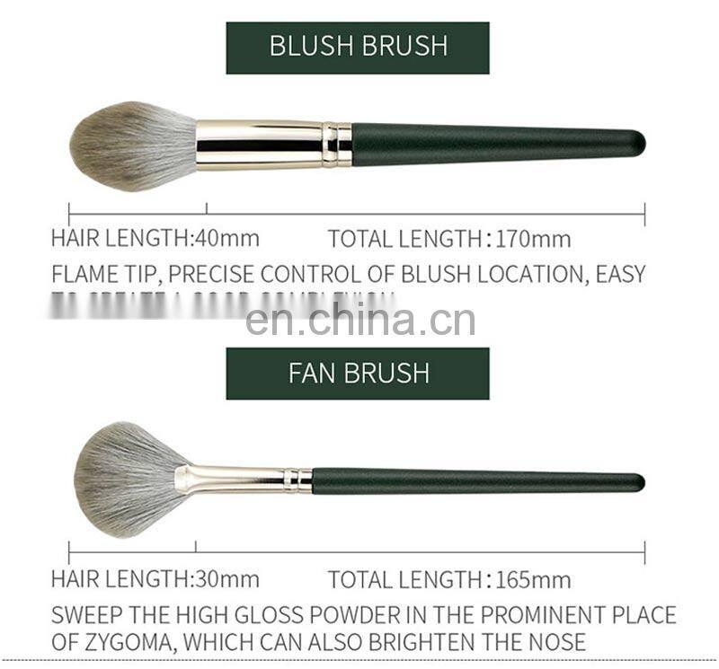 High Quality Green Makeup Brushes Custom Logo 14pcs  Make Up Brush Set Cosmetic kit