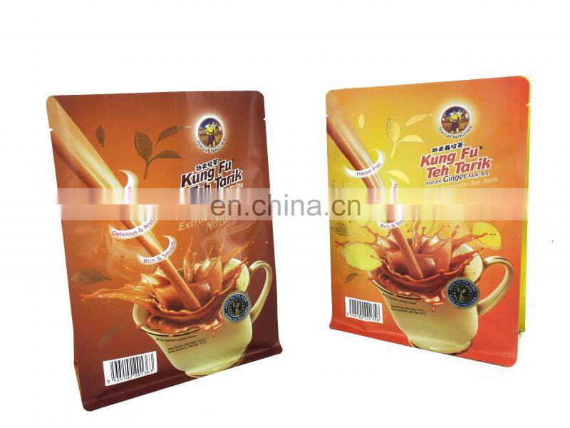 Factory Printing dry fruit nuts oatmeal 8 side gusset bag with handle customized packaging flat bottom bag with zipper