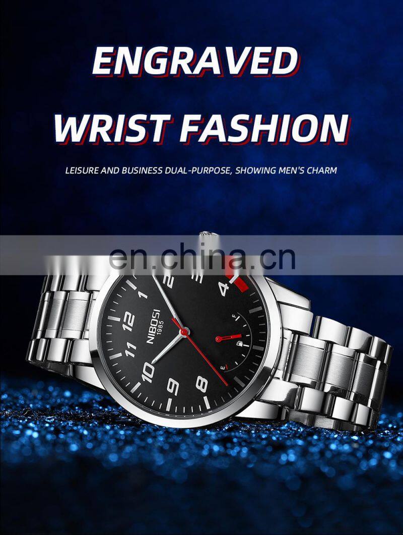 NIBOSI Fashion Luxury Men Watches Top Brand Luxury Stainless Quartz Wristwatch Sport Waterproof Chronograph Male Clock 2528