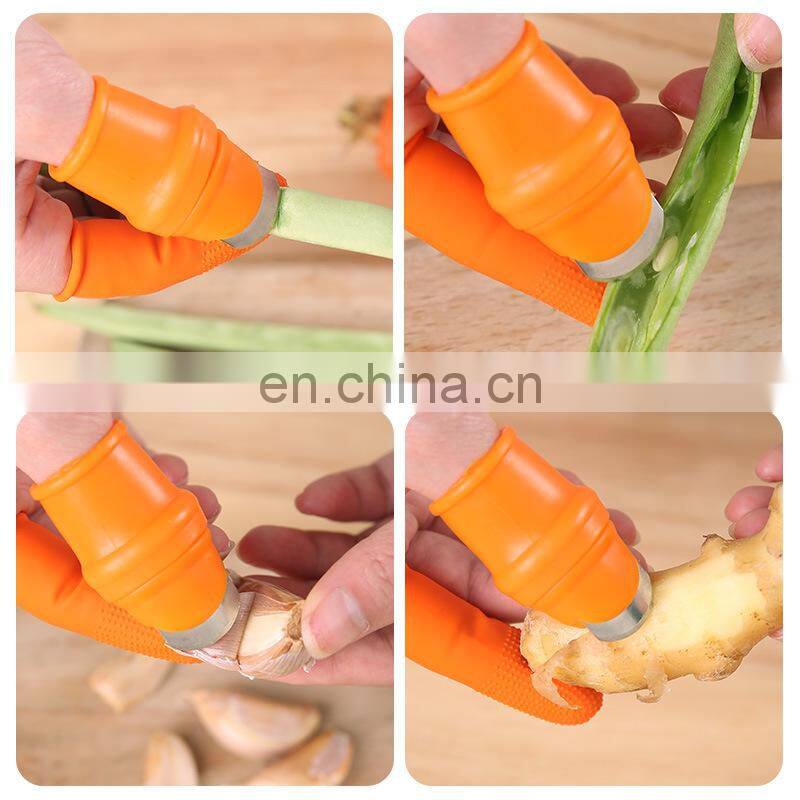 Finger Protector Silicone Thumb Knife Protector Gears Cutting Vegetable Harvesting Knife Pinching Plant Blade Scissors Gloves