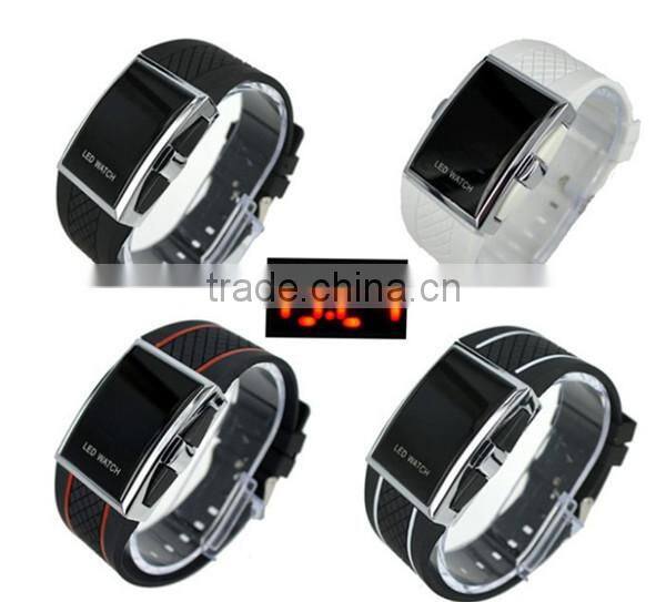 2014 Promotional popular fashion rubber men's LED watches for students