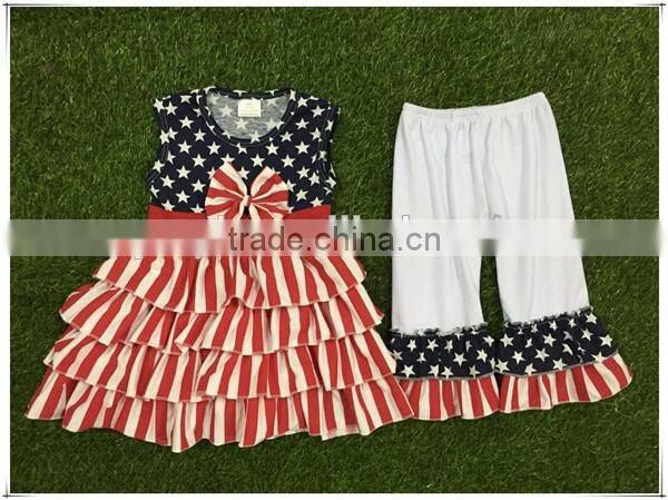 girls boutique summer clothing sets girls July 4th outfits pettiskirt and capris outfits kids clothes