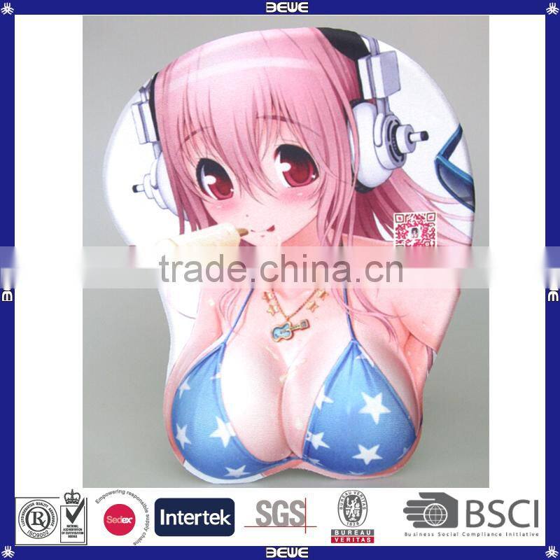 made in China good quality custom design colorful OEM breast gel wrist rest mouse pad
