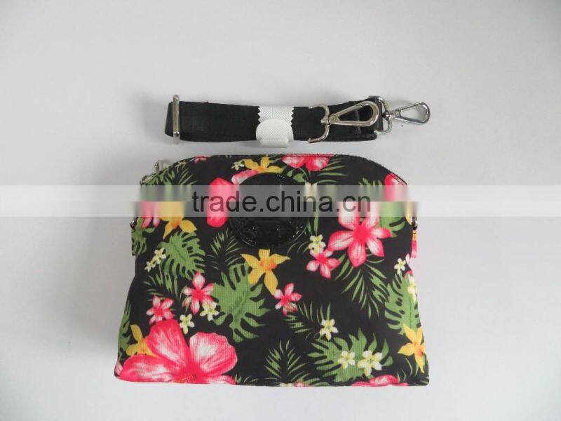 2016 new design ladies flower shoulder bags with double zipper closure