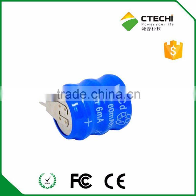 60K 3.6V 60mAh rechargeable nicd button cells battery pack