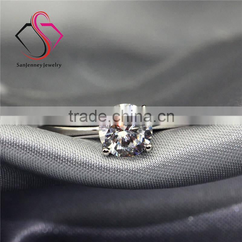 Round Brilliant Cut Moissanite Solitaire 4 Prong 1 Carat 6.5mm Center 14k White Yellow Gold Diamond Engagement Ring