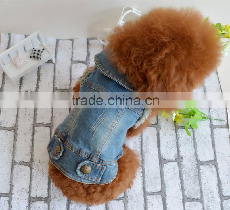 Retro-scratched grain cowboy dog clothes small spring/summer/autumn Teddy bear vest pet clothing