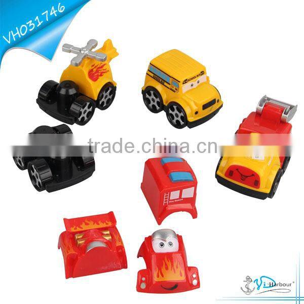 ABS Building Blocks Baby Police Cartoon Free Wheel Car