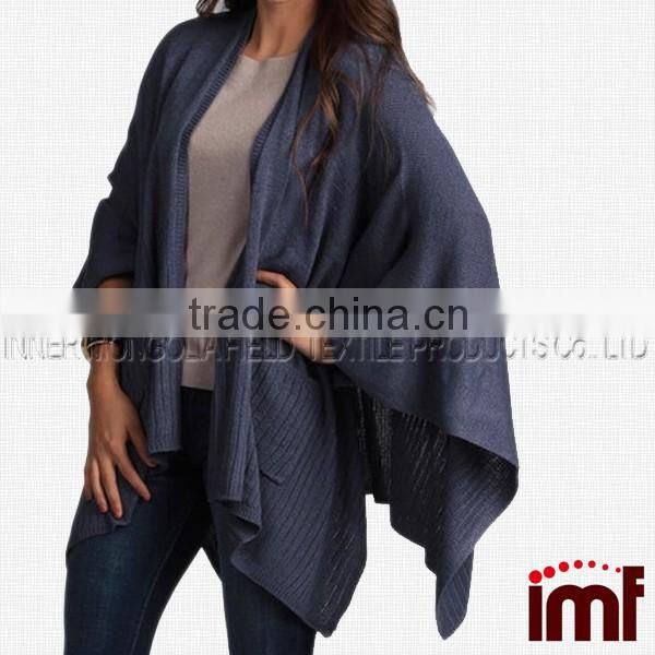 Chic Knitted Poncho Cape Shawl Wrap with Pockets