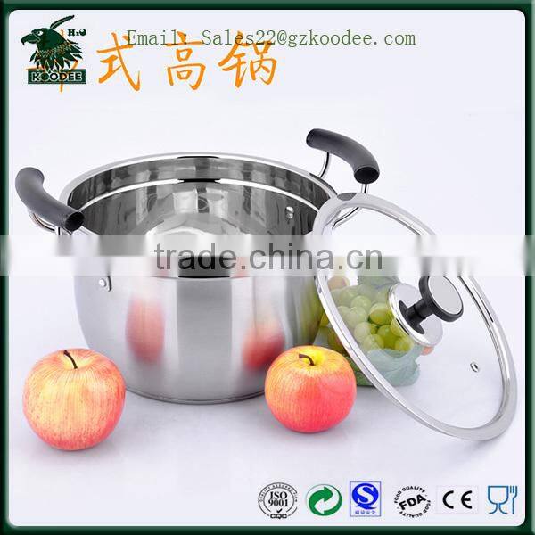 Stainless Steel cookware/ Cooker /cooking pots With Glass Lid and bakelite handle