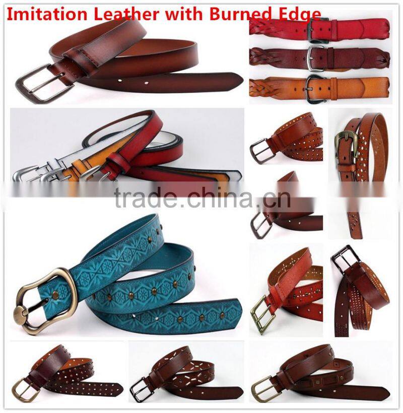 Simple Style Two Metal Gold COlor Keeper PU Belt -- E1541