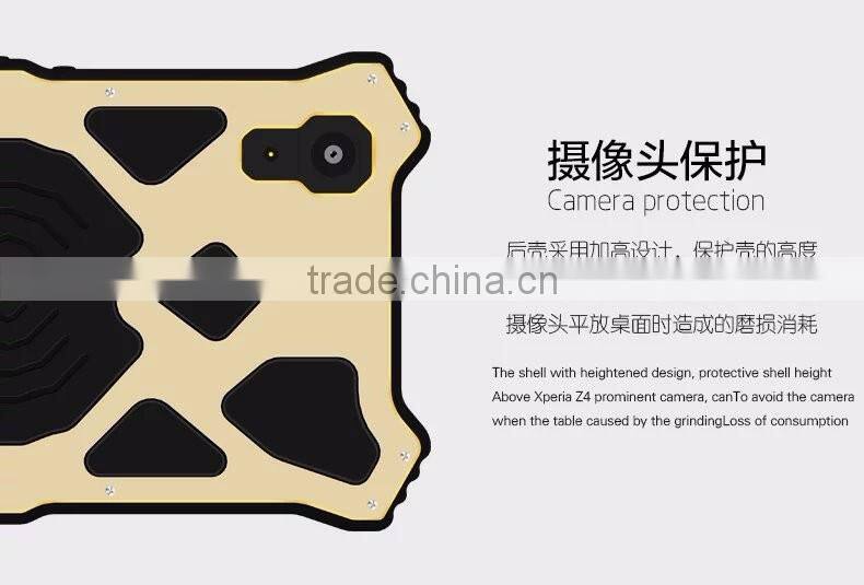 Love Mei MK2 Series Metal Aluminum Phone Cases Cover Flip Leather Shockproof Case For Sony Xperia Z5 TB-0152