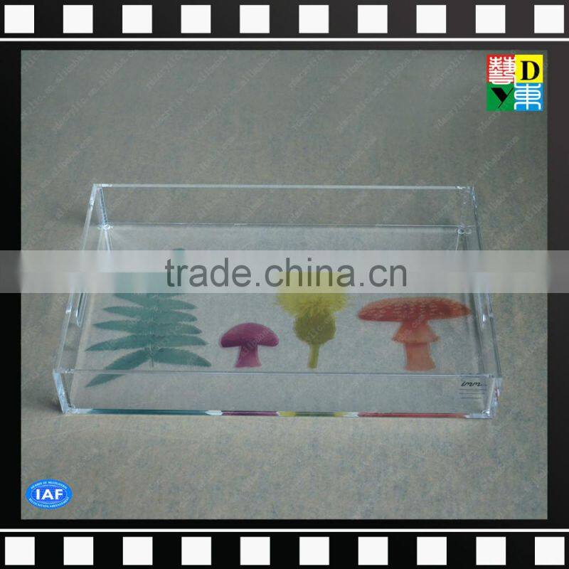 New design clear acrylic serving trays with priting pattern for sale