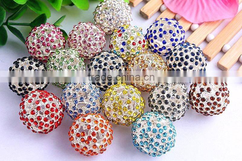 AAA Quality 20mm large fashion alloy rhinestone ball crystal bubblegum loose charm beads for DIY jewelry making!!