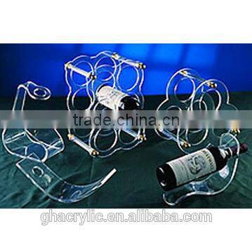 GH-RZ269 2014 Hot sale Different acrylic wine bottle rack display holder,Artistic design acrylic wine display rack
