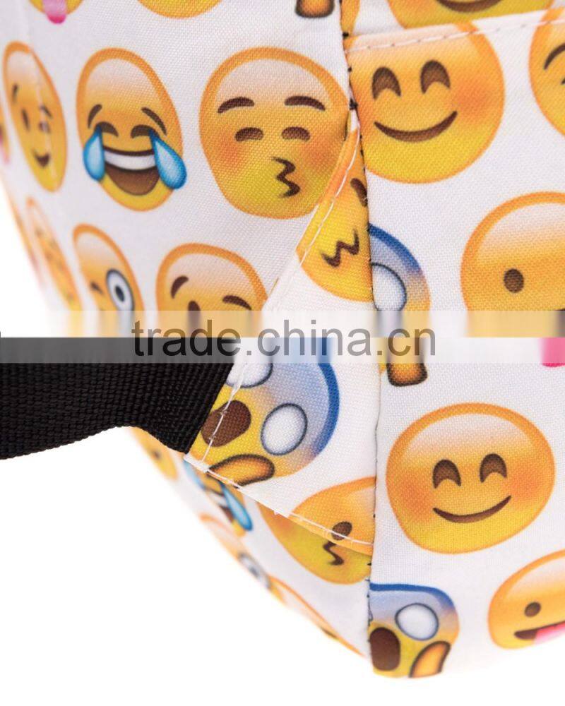 Taobao Top Selling High Quality Polyester Custom Emoji Backpack Bag