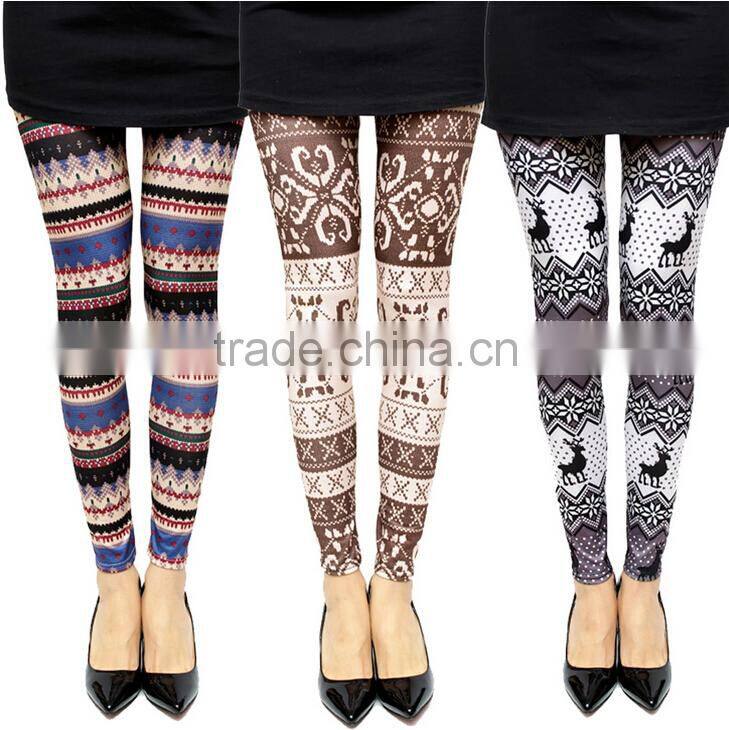 White Black Deer print Tribal Leggings wholesale women custom leggings