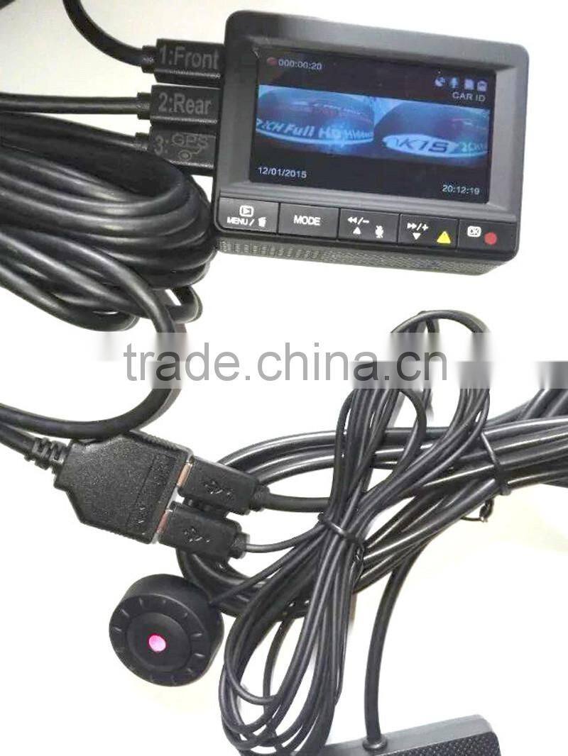 1920*1080p Dual Dash Camera Ambarella A7LA70 GPS Car DVR 2CH Hidden Driving Video Recorder Koonlung K1S Car DVR Box