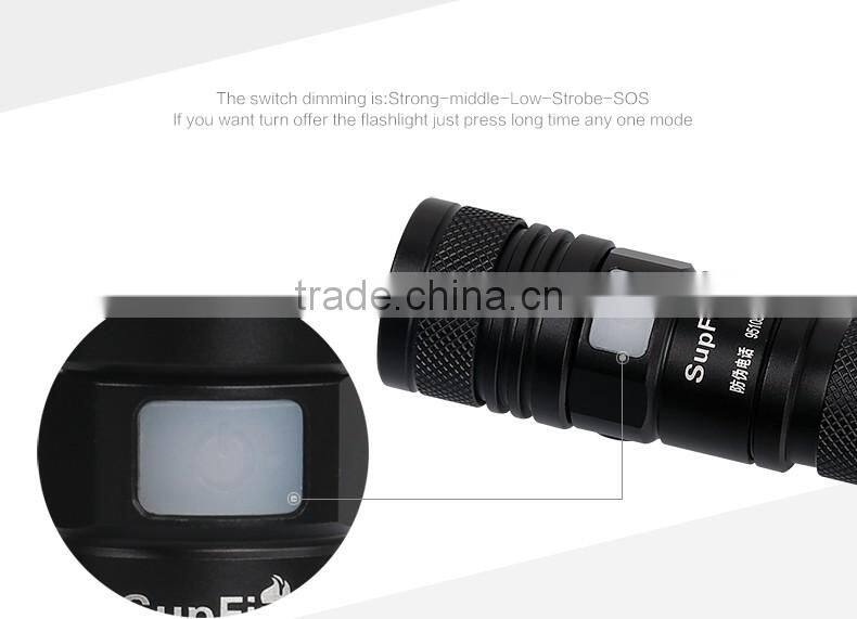 SupFire A2 USB flashlight T6 LED torch focusing flash light