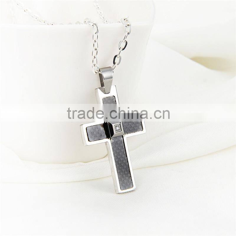 DAIHE stainless steel christian cross big stone pendant design