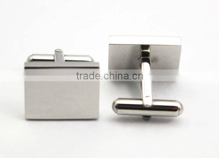 Men's business cufflinks silver rectangle cufflinks
