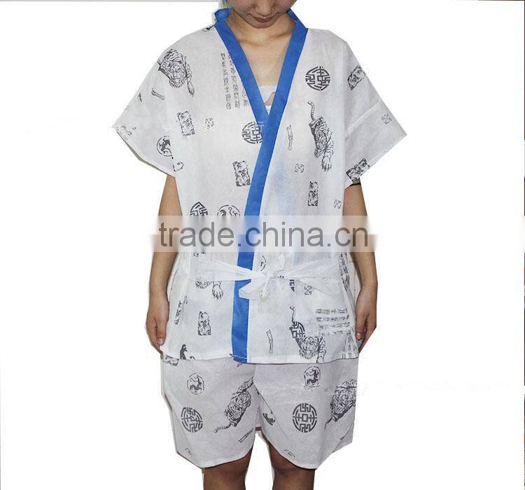 Disposable pp non woven sanua clothing, sauna suits, disposable bathrobe