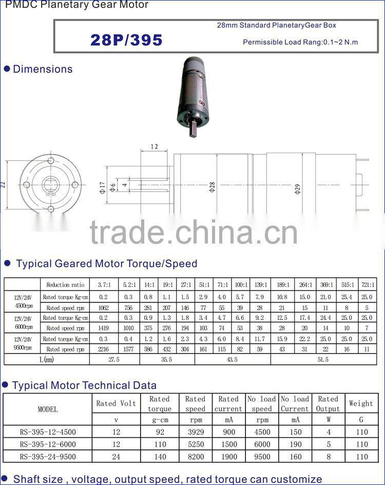 dc 24mm 28mm 32mm 36mm 42mm planetary motor 10 rpm motor