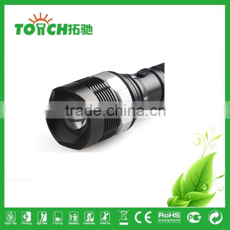 High Power 3 modes Flashlight Bike light Zoomable waterproof Camping LED Flashlight recharger flash light